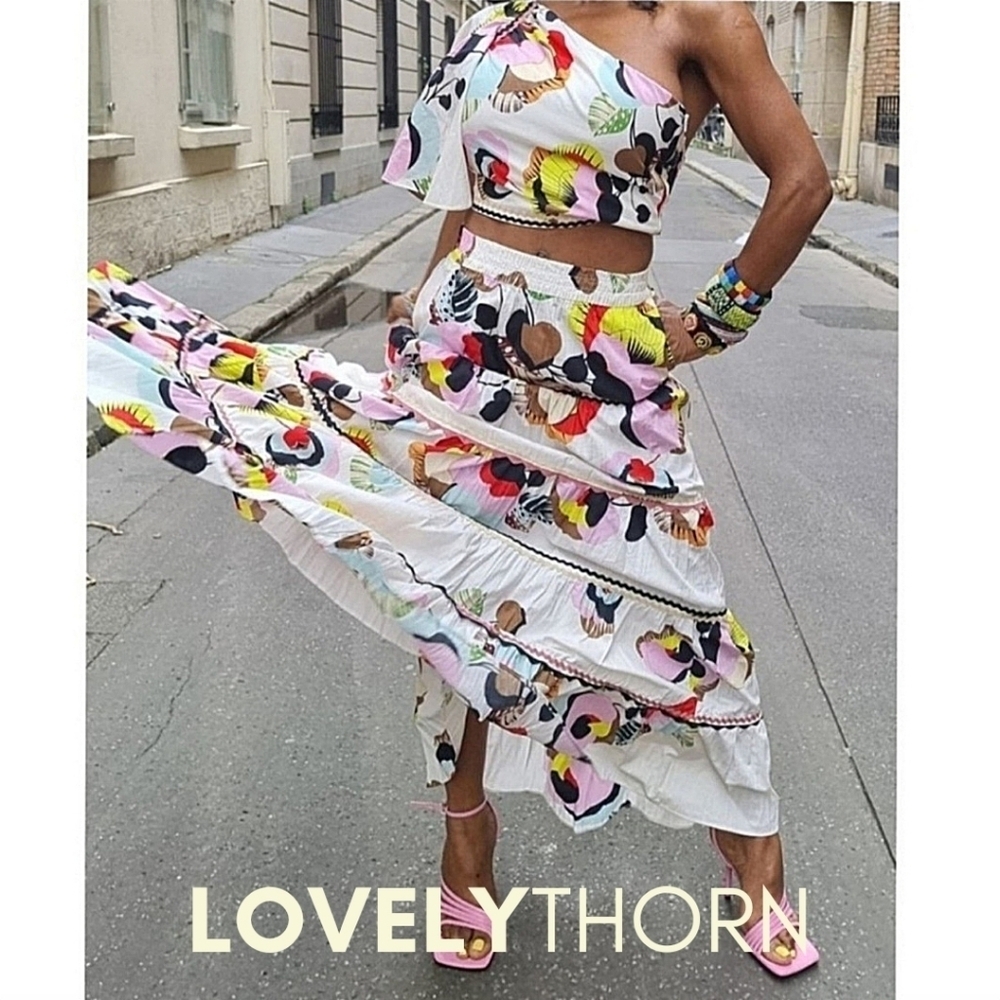 ZARA // ltd ed blogger favorite parisian-chic long a-line printed ric rac skirt - Picture 5 of 16